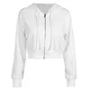 Zip-up Jesień Zima Kobiety Bluzy Kieszenie Slim Kurtka Kurtka Kobiet ubrania Sznurek Biały Sexy Hoody Bawełniane Płaszcze 210426