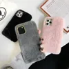 Pure Color Furry Fur Cell Phone Cases Fashion Soft Cozy Case Kid Girl Cute Cover for Iphone 7 8plus Xr XsMax 11 12 13 Pro Max