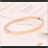 Bangle Drop Delivery 2021 Womens Armband Jewelry Rose Gold High Quality rostfritt stål manschettarmband med glänsande kristaller WAJ0905 UAC87