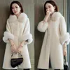 Höst och vinter Fritid Sheep Shearing Coat Kvinnors Medium Long Imitation Fur Collar Loose Granular 211220