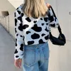 Women Coats and Jackets Winter Thick Warm Short Sexy Femme Veste Soft Cashmere Cow Print Fashion Chaqueta 17624 210415