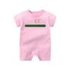 Auf Lager Sommer Neugeborene Kinder Strampler Baby Jungen Mädchen Modedesigner Druck Luxus reine Baumwolle Kurzarm Langarm Overall Schwarz Weiß Rosa Blau 7 Farben G077