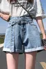 Vintage hoge taille blauw breed been vrouwelijke jean shorts dames denim casual zomer dames jeans voor vrouwen 9514 210521