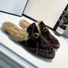 고품질 여자 남자 진피 토끼 머리 슬리퍼 패션 플랫폼 정품 가죽 애호가 캐주얼 신발 크기 34-46 상자