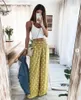 Kvinnors byxor Capris Women Loose High Waist Casual Leisure Daily Wide-Ben Floral Striped Streetwear Mode för sommar Skin-Friendly