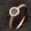 Wedding Rings 2021 Fashion Stainless Steel Love Crystal Black Shell Sculpture Flower Rose Gold Color Women Female Party Gift