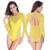 Damenbadebekleidung Shuizhamou 2022 Sommer langärmeliger Bikini Netzgarn Einzigartiger vollständiger einteiliger transparenter Badeanzug Marke Sexy Beachwear