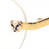 2021 Moda Klasyczny Leopard Head Okulary Mężczyźni I Kobiety Bezramowe Owalne Okulary Gradientowe Okulary Rama Nowoczesna Design Sztuka Wykwintne Gepard Logo Eyeglasses Case
