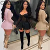Sexy Sheer Mesh Two Piece Tracksuits Women Long Sleeve Shirts Crop Top + Short Pants Blouse Suit NightClub Party Outfits