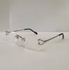 Lunettes sans monture en métal argenté, verres transparents, montures de lunettes de soleil à la mode pour hommes avec Box255b