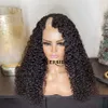 Peluca de cabello humano rizado Jerry con parte en U con clips, cabello Remy brasileño, parte lateral de densidad 250, pelucas baratas hechas a máquina para mujeres negras