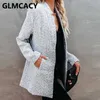 Women Long Sleeve Gray Blazer Elegant Slim Sport Coat Smart Casual Jacket 210930