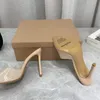 Nya Grossi Rossi Heel tofflor Sandaler Stiletto Mules PVC High Heels 105mm Slip-On Open Toe Women Luxury Designers Shoes Evening Factory Factorwear Stor storlek 35-43