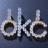 Wyprzedaż 26 Listy początkowe Miedź Iced Out Crystal Letters z Naszyjnik Łańcuch Złoty Unisex Charms Luksusowe Biżuteria Prezent X0707
