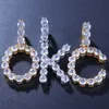 Vente 26 Lettres Initiales Cuivre Glacé Cristal Lettres Avec Chaîne Collier Or Unisexe Charmes De Luxe Jeweley Cadeau X0707