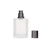 Frostat glas parfymflaska 30ml 50ml 100ml matt guld matt silver grå atomizer platt rund tom kosmetisk förpackning spray påfyllningsbara flaskor