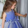 Glitter Tulle Flower Girl Dresses 2022 con fiocco Due toni Baby Girl Pageant Abiti Gioielli Abito gonfio per bambini Compleanno Party Gown Ginocchiato