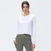 sports tops for Women's long-sleeved yoga outfits solid color breathable fitness clothes lady round neck running gym tops Can be worn outside