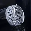 Vintage AAA CZ mariée mariage fleur cuivre anneaux taille 6-9 créateur de bijoux de luxe plein blanc zircon cubique argent bague de fiançailles fête pour les femmes ami cadeau