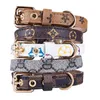 Designs Adjustable PU Leather Pet Collars Fashion Letters Print Old Flowers Leashes for Cat Dog Necklace Durable Neck Decoration A256v