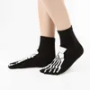 1 paire chaussettes punk rock masculin 3D imprimer la terreur squelette toe toe toe os mâles mâles chaussettes hip hop effrayant crâne cinq doigts sox sox x0710