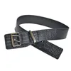 Belts Luxury Crocodile Pattern Super Wide Belt Women Girdle Strap For Coat Gold Buckle PU Leather