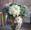 2021 Hydrangea Artificial Hydrangea Big Flower 7.5 "Fake White Wedding Bouquet Flor para mesa Centerpieces Decorações 15 Cores