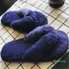 Wholesale Women summer Fur Slippers indoor big size solid color pinch fuzzy sandals shoes Flip Flop Casual Gladiator flat shoes fashion