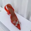 Tenedor de tacón de PVC transparente Zapatos de vestir de mujer Diseñador Rhinestone Bowtie Crystal Hebilla Decoración Zapato Calidad Top Calidad Sandalias de gran tamaño Fábrica Calzado