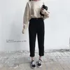 코듀로이 캐주얼 패션 하렘 바지 바지 여성 봄 가을 중간 허리 한국 여성 streetwear 발목 길이 210513