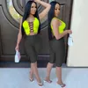 Summer Womens Tracksuits Two Piece Set Cutout Stitching T Shirt Shorts Sleeves Tops Pants Outfits Fashion Jogging Suits