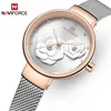 NAVIFORCE Luxury Brand Watch Women Charming Flower Quartz Wristwatches Lady Waterproof Mesh Steel Clock Watches Relogio Feminino 210517