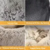 Warm Cat Long Plush Mat Soft Round Nest 2 In 1 Pet Kitten Bed House Autumn Winter Puppy Sleeping Cushion Sofa for Dogs 211111