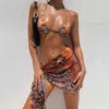 Seksowna 3 -częściowa bikini zestaw z osłony sukienki plażowe krawat bar barwnik push up brazylijskie stroje kąpielowe Kobiety bikinis 2022 MUJER95138632460998