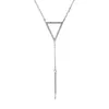 Triangle Drop Pearl Pendant Necklace Setting Zircon 925 Sterling Silver Semi-finished Mountings for Pearsl 5 Pieces