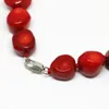 Natural Red Coral Stone Irregular Beads Necklace Women Chain 18" Jewelry Chains