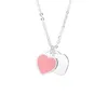 Cute Enamel Heart Clavicle Chain Necklace with Stamp 3 Colors Women Letter Short Necklaces for Gift Party Fashion Jewelry Accessories