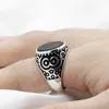 Cluster Rings Male 925 Sterling Silver With Natural Agate Stone Animal Ring Monkey Eyes Vintage Turkish Fine Jewelry Thai