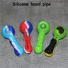 Bees Silicone Smoking Pipe Travel Tobacco Pipes Spoon Cigarette Tubes Glass Bong Dry Herb Accessories HandPipe dabber tool