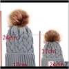 Caps Tillbehör Baby Maternity Drop Leverans 2021 Tjejer Mamma Stickad 5 Design Solid Knitting Ull Bobble Vinterpojkar Kids Mode Ski Varm H