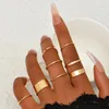 Guldfärg retro knuckle ringar för kvinnor vintage geometriska enkla söta punkring set party bohemiska smycken 8 st/set
