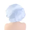 Gorros de ducha Sombrero de baño de ala ancha Gorros de pelo de color liso Seda Redonda Hebilla ajustable Sombreros ajustados Satén Envoltura de cabeza Productos de baño Mujeres