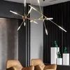 Żyrandole nowoczesny salon żyrandol Nordic Light luksusowy projektant minimalistyczny kreatywny pasek geometryczny restauracja oświetlenie