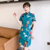 プラスサイズ3xL 4xLグリーンエレガントなモダンなチャイナドレス女性の夏半袖QIPAO伝統的な中国の服民族