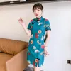 플러스 사이즈 3XL 4XL 그린 우아한 현대 청사 드레스 여성 여름 짧은 소매 Qipao 전통 중국 의류 민족