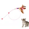 Cat Toys Funny Steel Wire Rod Stick Feather Teaser Wand Interaktiv leksak för produkt Pet Supplies