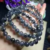 Bracelet de perles de cristal de Quartz rutilé de cheveux noirs naturels de brins de perles 8.5-8mm Trum22