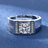 Classic 925 Sterling Sier Created Diamond Wedding Square Ring For Man