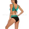 Women's Swimwear Women Push Up Two Piece Swimsuits Scoop Racerback Workout Athletic Bikini Set Padded Twist Front Sporty Bathing Suits