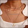 Colgantes Jewelryround Lentejuelas Mtilayer Collares pendientes Corazón Ladies Retro World Map Charm Collar Para Mujeres Joyería Bohemia Regalos Who